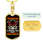 Much Cooler Fireman Dad Firefighter Keychain Stainless Steel or 18k Gold Dog Tag Keyring-Express Your Love Gifts