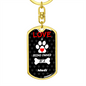 Mudi Keychain Stainless Steel or 18k Gold Dog Tag Keyring-Express Your Love Gifts