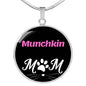 Munch Sausage Catkins Sausage Cat Mom Necklace Circle Pendant Stainless Steel or 18k Gold 18-22"-Express Your Love Gifts