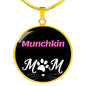 Munch Sausage Catkins Sausage Cat Mom Necklace Circle Pendant Stainless Steel or 18k Gold 18-22"-Express Your Love Gifts