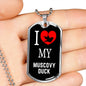 Muscovy Duck Necklace Stainless Steel or 18k Gold Dog Tag 24" Chain-Express Your Love Gifts