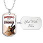 Music Only Makes Me Stronger Necklace Stainless Steel or 18k Gold Dog Tag 24" Chain-Express Your Love Gifts