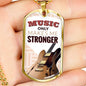 Music Only Makes Me Stronger Necklace Stainless Steel or 18k Gold Dog Tag 24" Chain-Express Your Love Gifts