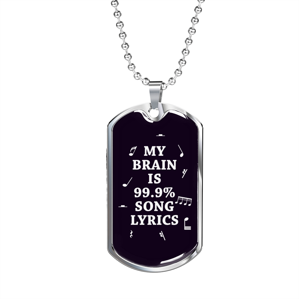 Musician Necklace 99.9% Song Lyrics Necklace Stainless Steel or 18k Gold Dog Tag 24" Chain-Express Your Love Gifts