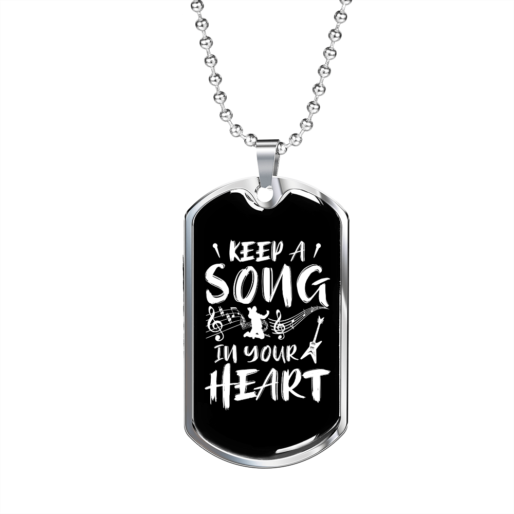 Musician Necklace A Song in Heart Necklace Stainless Steel or 18k Gold Dog Tag 24" Chain-Express Your Love Gifts