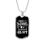 Musician Necklace A Song in Heart Necklace Stainless Steel or 18k Gold Dog Tag 24" Chain-Express Your Love Gifts