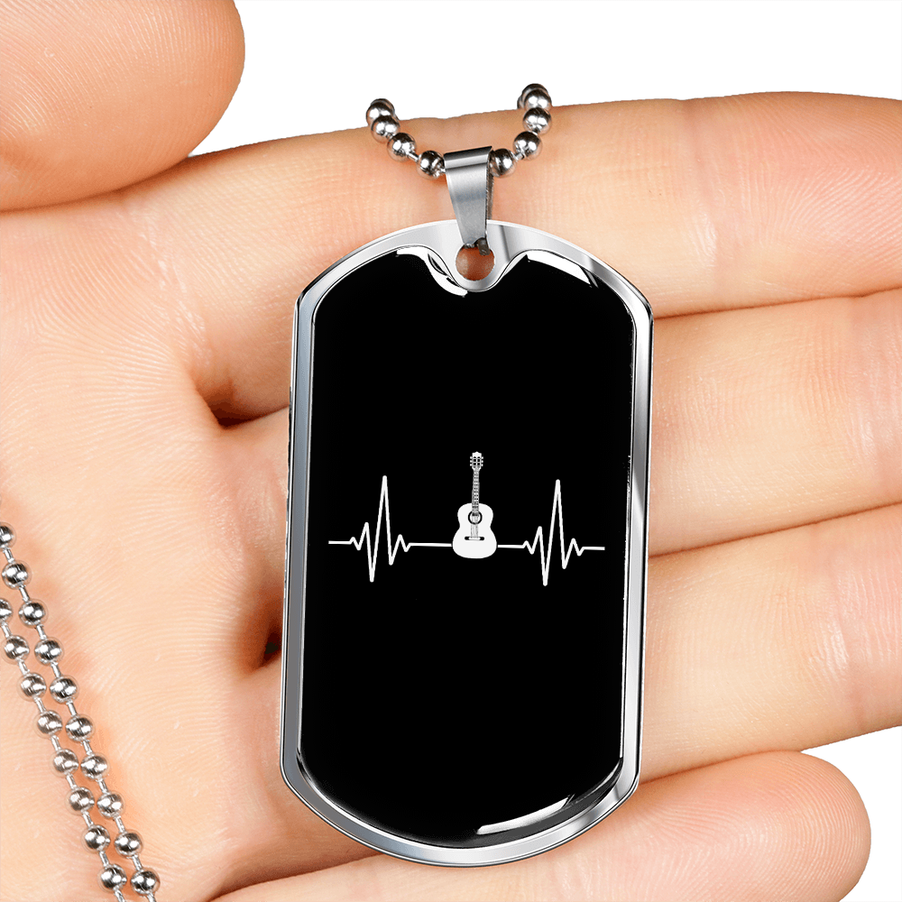 Musician Necklace Acoustic Beat Necklace Stainless Steel or 18k Gold Dog Tag 24" Chain-Express Your Love Gifts