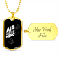 Musician Necklace Air Guitar Hero Necklace Stainless Steel or 18k Gold Dog Tag 24" Chain-Express Your Love Gifts