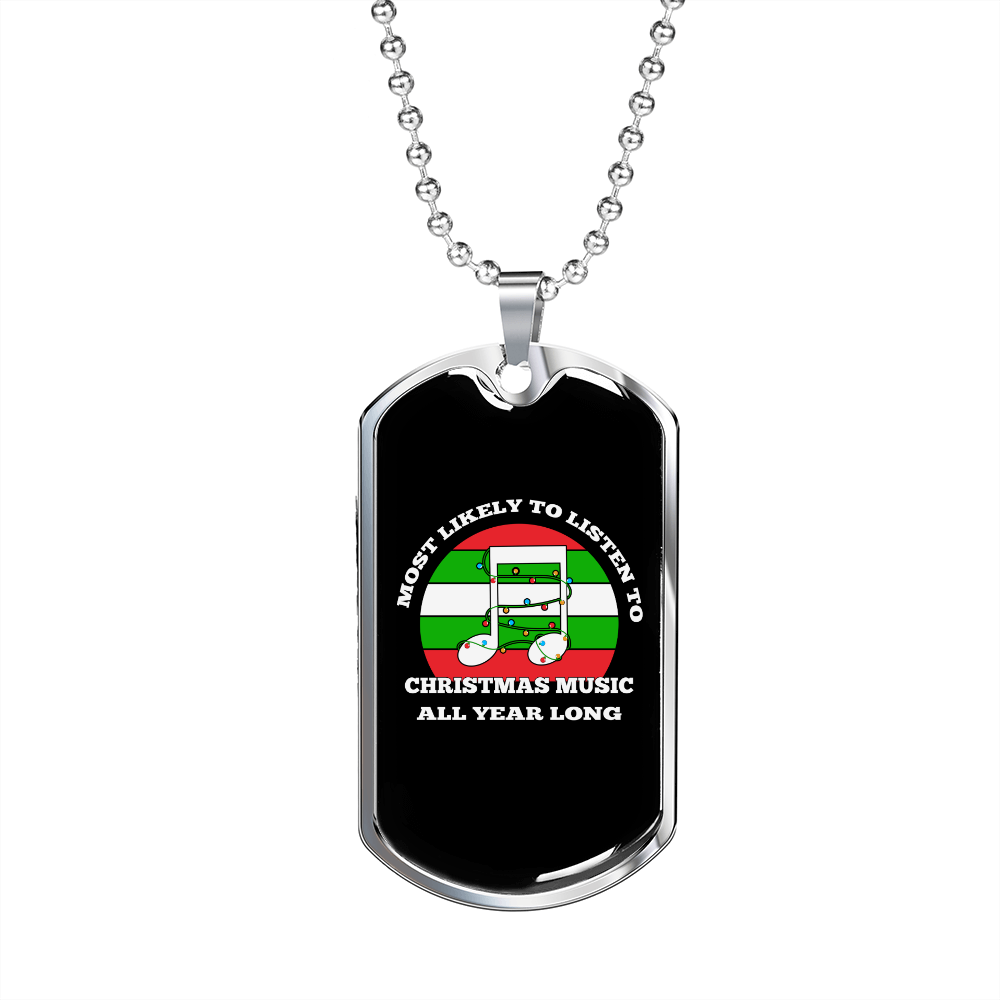 Musician Necklace All Year Long Necklace Stainless Steel or 18k Gold Dog Tag 24" Chain-Express Your Love Gifts