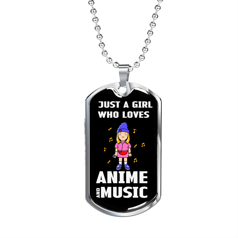 Musician Necklace Anime and Music Necklace Stainless Steel or 18k Gold Dog Tag 24" Chain-Express Your Love Gifts