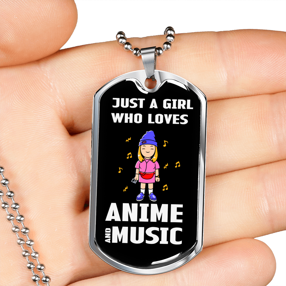 Musician Necklace Anime and Music Necklace Stainless Steel or 18k Gold Dog Tag 24" Chain-Express Your Love Gifts