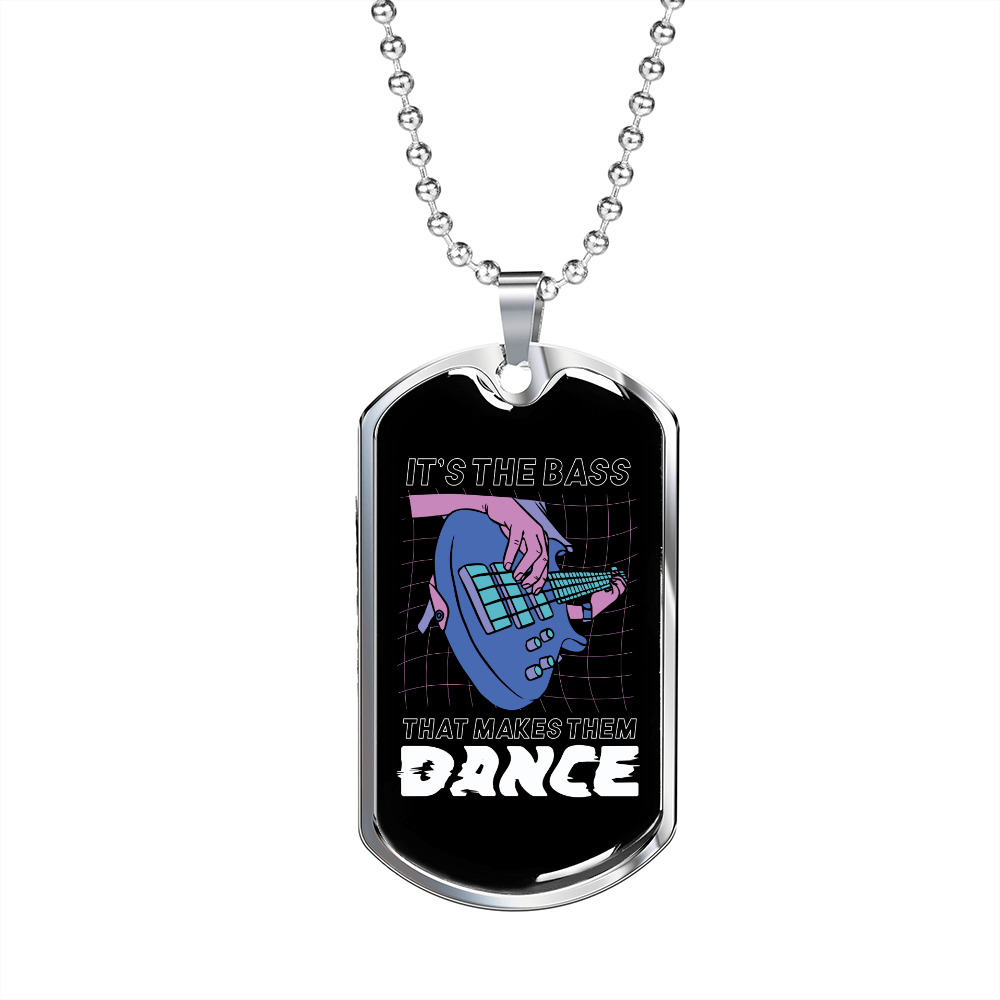 Musician Necklace Bass Dance Necklace Stainless Steel or 18k Gold Dog Tag 24" Chain-Express Your Love Gifts