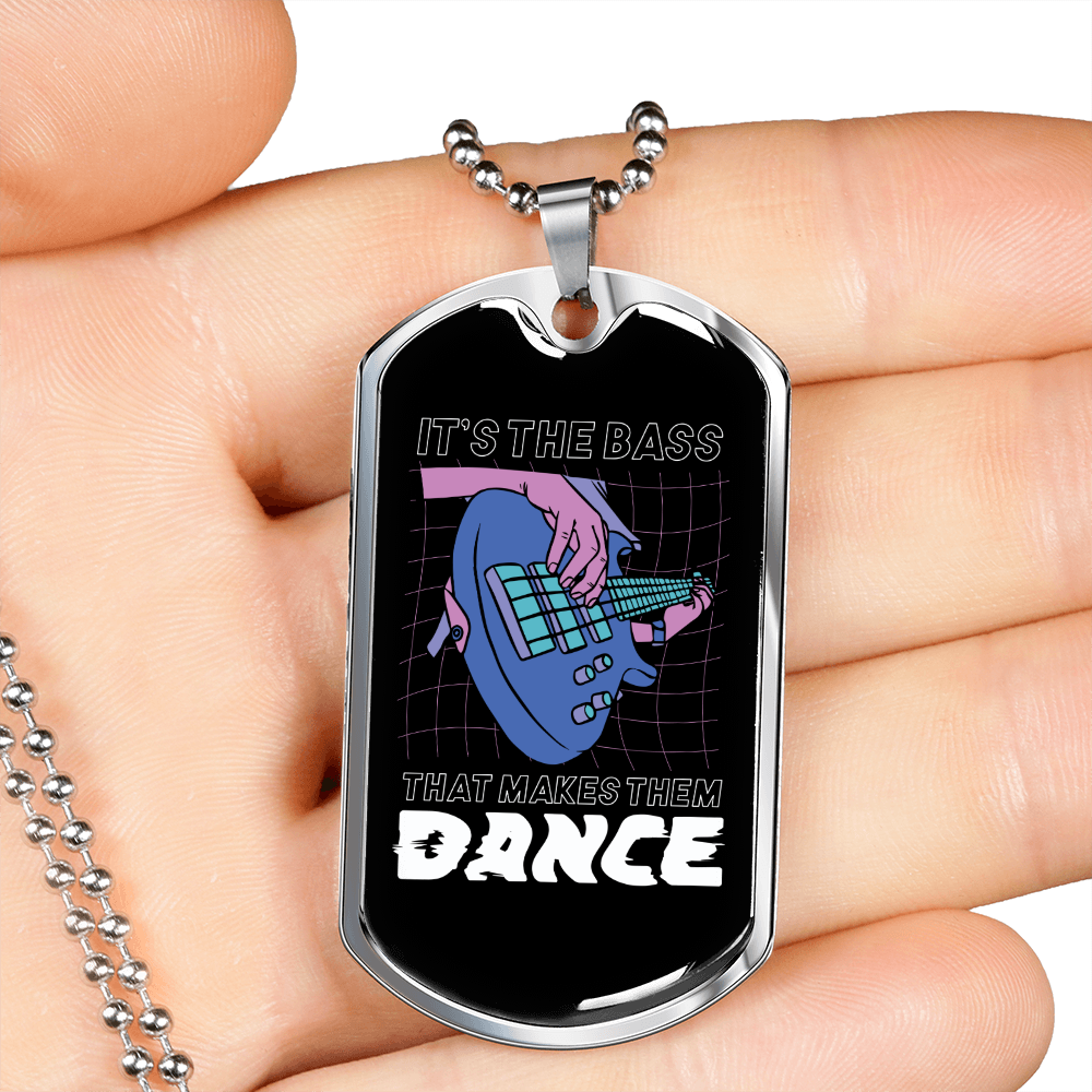 Musician Necklace Bass Dance Necklace Stainless Steel or 18k Gold Dog Tag 24" Chain-Express Your Love Gifts
