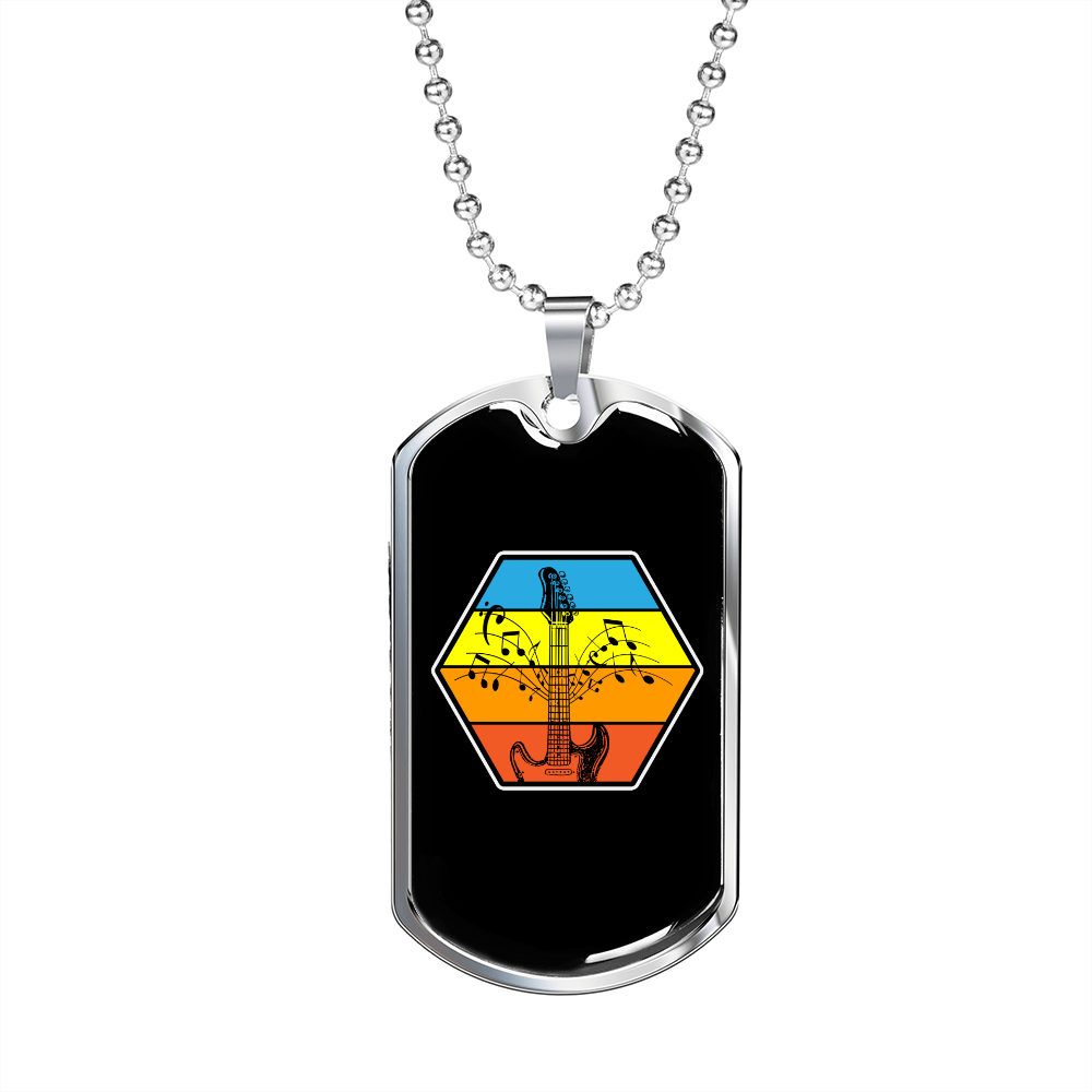 Musician Necklace Bass Guitar Necklace Stainless Steel or 18k Gold Dog Tag 24" Chain-Express Your Love Gifts
