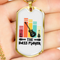 Musician Necklace Bass Player Music Necklace Stainless Steel or 18k Gold Dog Tag 24" Chain-Express Your Love Gifts