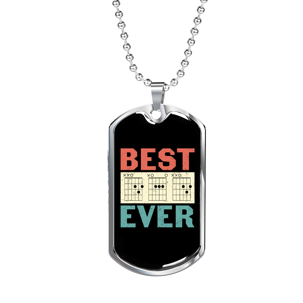Musician Necklace Best Dad Ever Necklace Stainless Steel or 18k Gold Dog Tag 24" Chain-Express Your Love Gifts