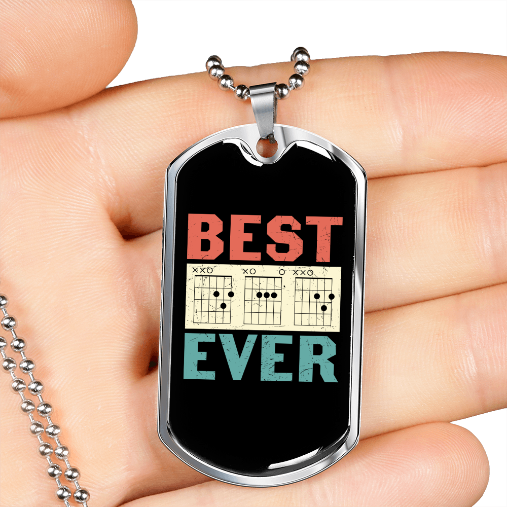 Musician Necklace Best Dad Ever Necklace Stainless Steel or 18k Gold Dog Tag 24" Chain-Express Your Love Gifts