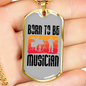 Musician Necklace Born to be Musician TranspArent Necklace Stainless Steel or 18k Gold Dog Tag 24" Chain-Express Your Love Gifts