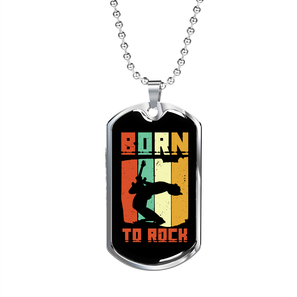Musician Necklace Born to Rock Colors Necklace Stainless Steel or 18k Gold Dog Tag 24" Chain-Express Your Love Gifts