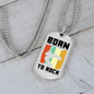 Musician Necklace Born to Rock TranspArent Necklace Stainless Steel or 18k Gold Dog Tag 24" Chain-Express Your Love Gifts