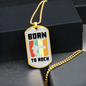 Musician Necklace Born to Rock TranspArent Necklace Stainless Steel or 18k Gold Dog Tag 24" Chain-Express Your Love Gifts