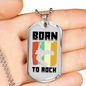 Musician Necklace Born to Rock TranspArent Necklace Stainless Steel or 18k Gold Dog Tag 24" Chain-Express Your Love Gifts