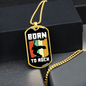 Musician Necklace Born to Rock White Necklace Stainless Steel or 18k Gold Dog Tag 24" Chain-Express Your Love Gifts