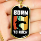 Musician Necklace Born to Rock White Necklace Stainless Steel or 18k Gold Dog Tag 24" Chain-Express Your Love Gifts
