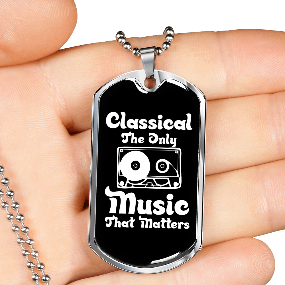 Musician Necklace Classical Music Matter Necklace Stainless Steel or 18k Gold Dog Tag 24" Chain-Express Your Love Gifts