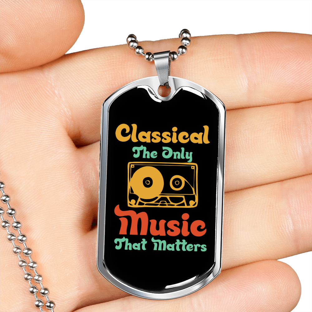 Musician Necklace Classical Music Necklace Stainless Steel or 18k Gold Dog Tag 24" Chain-Express Your Love Gifts