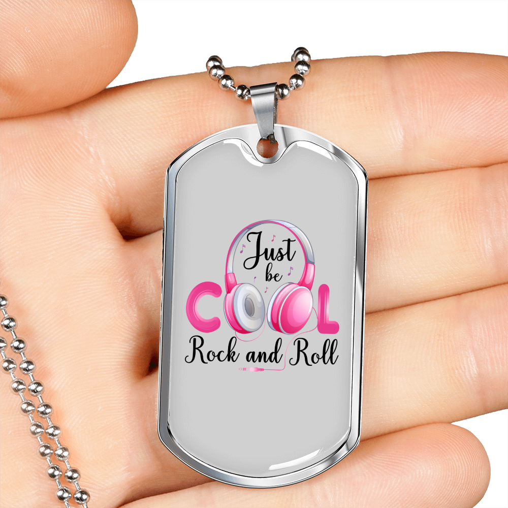 Musician Necklace Cool Rock and Roll TranspArent Necklace Stainless Steel or 18k Gold Dog Tag 24" Chain-Express Your Love Gifts