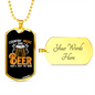 Musician Necklace Country and Music Beer Necklace Stainless Steel or 18k Gold Dog Tag 24" Chain-Express Your Love Gifts