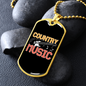 Musician Necklace Country Music Necklace Stainless Steel or 18k Gold Dog Tag 24" Chain-Express Your Love Gifts