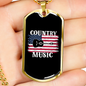 Musician Necklace County Music Guitar Flag Necklace Stainless Steel or 18k Gold Dog Tag 24" Chain-Express Your Love Gifts