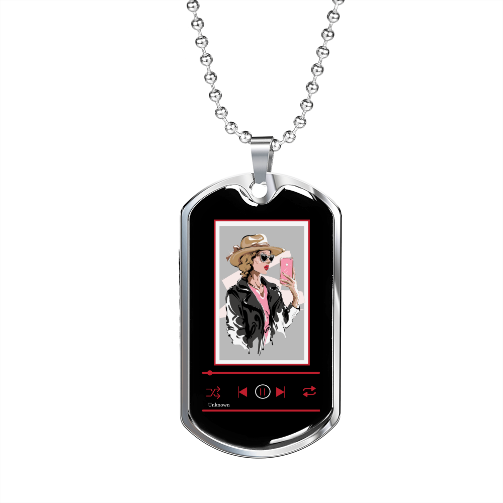 Musician Necklace Cowgirl Necklace Stainless Steel or 18k Gold Dog Tag 24" Chain-Express Your Love Gifts
