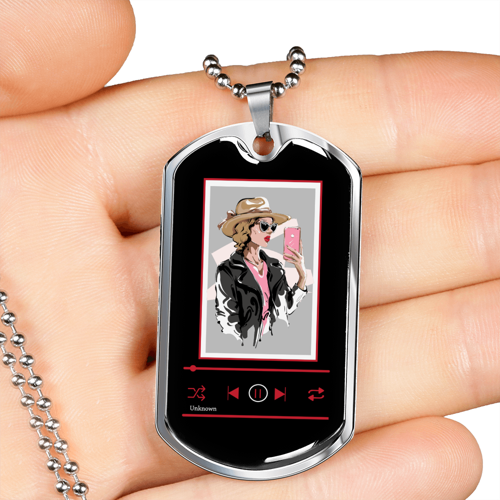 Musician Necklace Cowgirl Necklace Stainless Steel or 18k Gold Dog Tag 24" Chain-Express Your Love Gifts