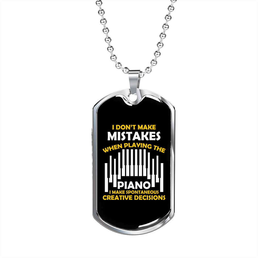 Musician Necklace Creative Decisions Piano Necklace Stainless Steel or 18k Gold Dog Tag 24" Chain-Express Your Love Gifts