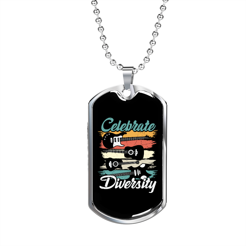 Musician Necklace Diversity Necklace Stainless Steel or 18k Gold Dog Tag 24" Chain-Express Your Love Gifts