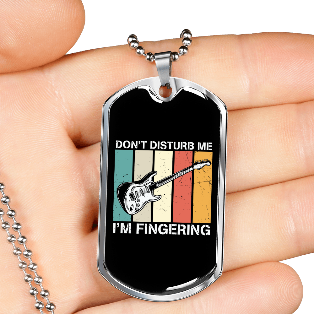 Musician Necklace Don't Disturb Fingerin' Necklace Stainless Steel or 18k Gold Dog Tag 24" Chain-Express Your Love Gifts