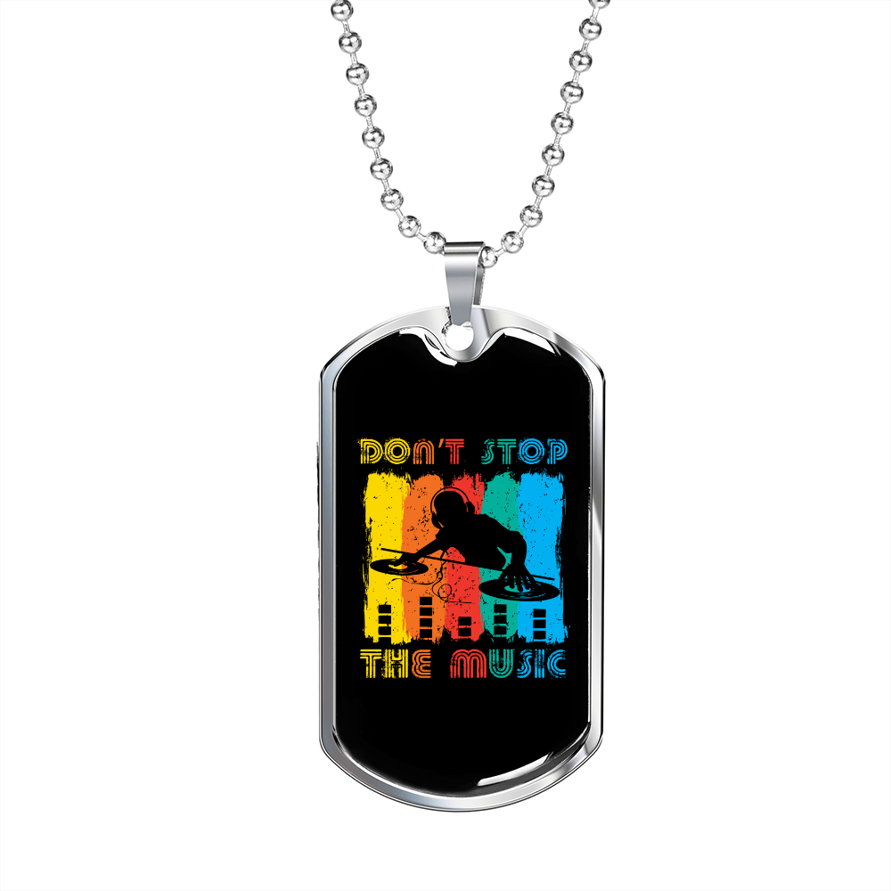 Musician Necklace Don't Stop the Music Necklace Stainless Steel or 18k Gold Dog Tag 24" Chain-Express Your Love Gifts