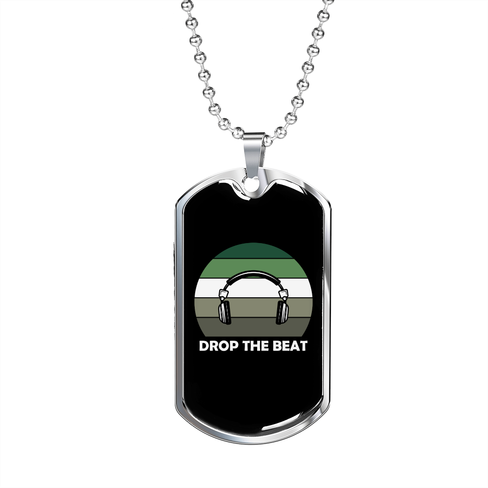 Musician Necklace Drop the Beat Necklace Stainless Steel or 18k Gold Dog Tag 24" Chain-Express Your Love Gifts