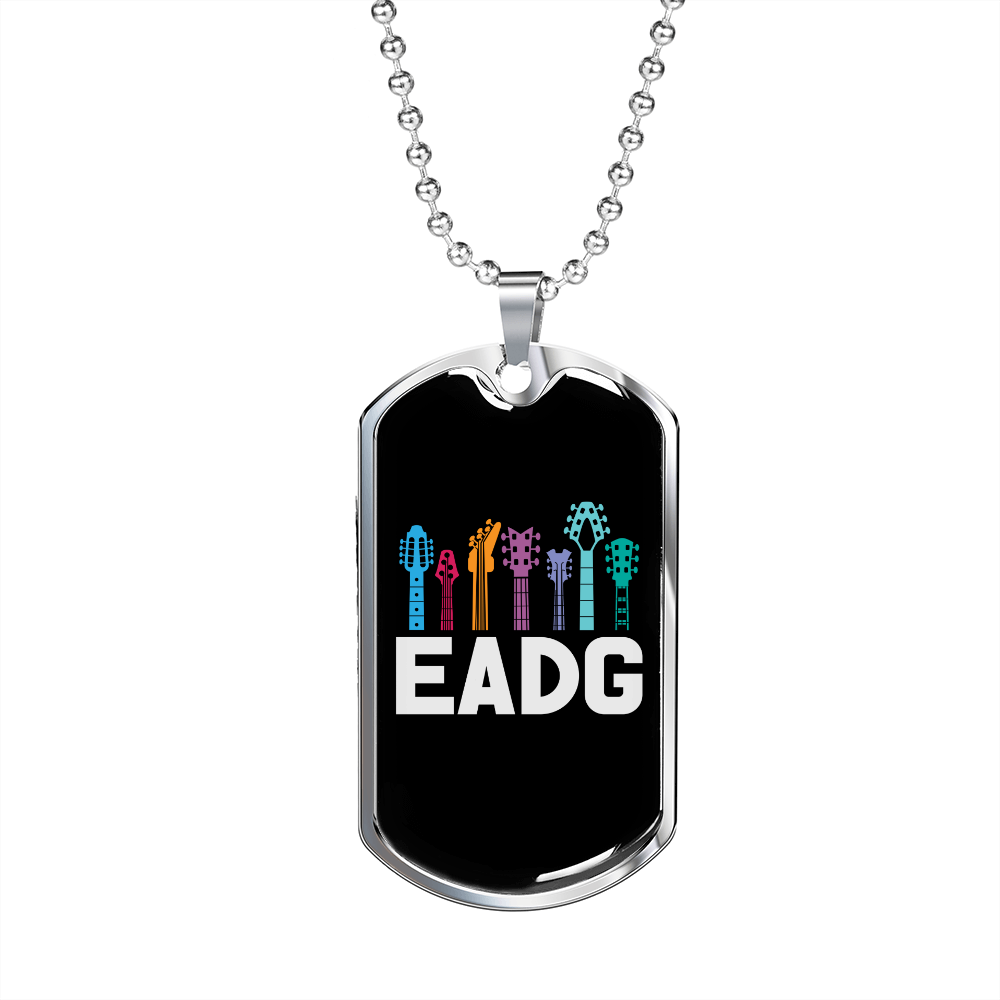 Musician Necklace Electric Base Guitar Necklace Stainless Steel or 18k Gold Dog Tag 24" Chain-Express Your Love Gifts