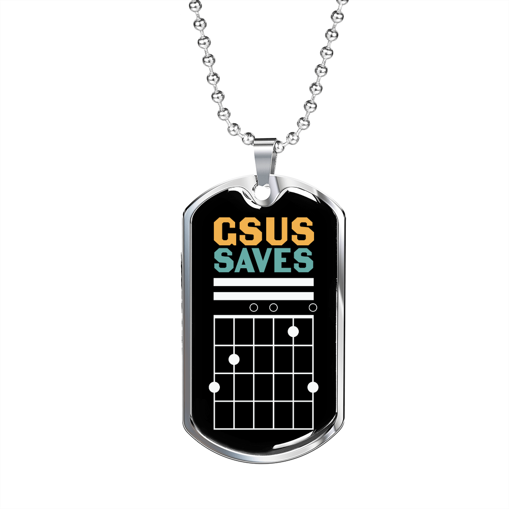 Musician Necklace Gsus Saves Necklace Stainless Steel or 18k Gold Dog Tag 24" Chain-Express Your Love Gifts