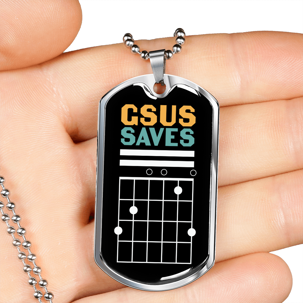 Musician Necklace Gsus Saves Necklace Stainless Steel or 18k Gold Dog Tag 24" Chain-Express Your Love Gifts