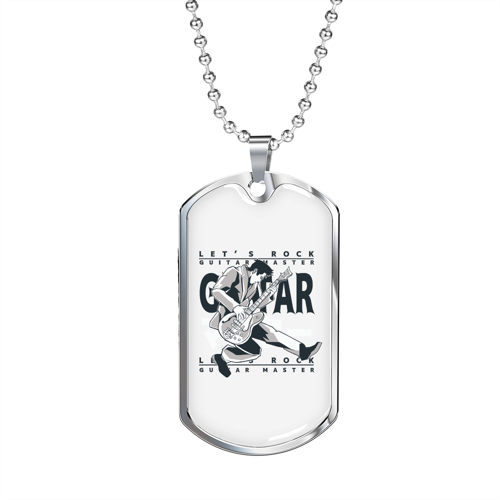 Musician Necklace Guitar Master Necklace Stainless Steel or 18k Gold Dog Tag 24" Chain-Express Your Love Gifts