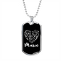 Musician Necklace Heart Music Necklace Stainless Steel or 18k Gold Dog Tag 24" Chain-Express Your Love Gifts