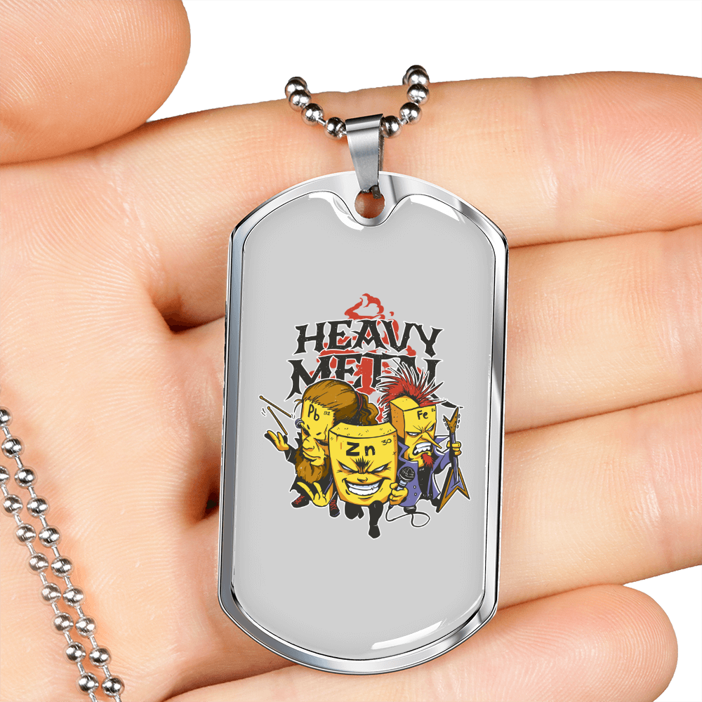 Musician Necklace Heavy Metal Chemistry Necklace Stainless Steel or 18k Gold Dog Tag 24" Chain-Express Your Love Gifts