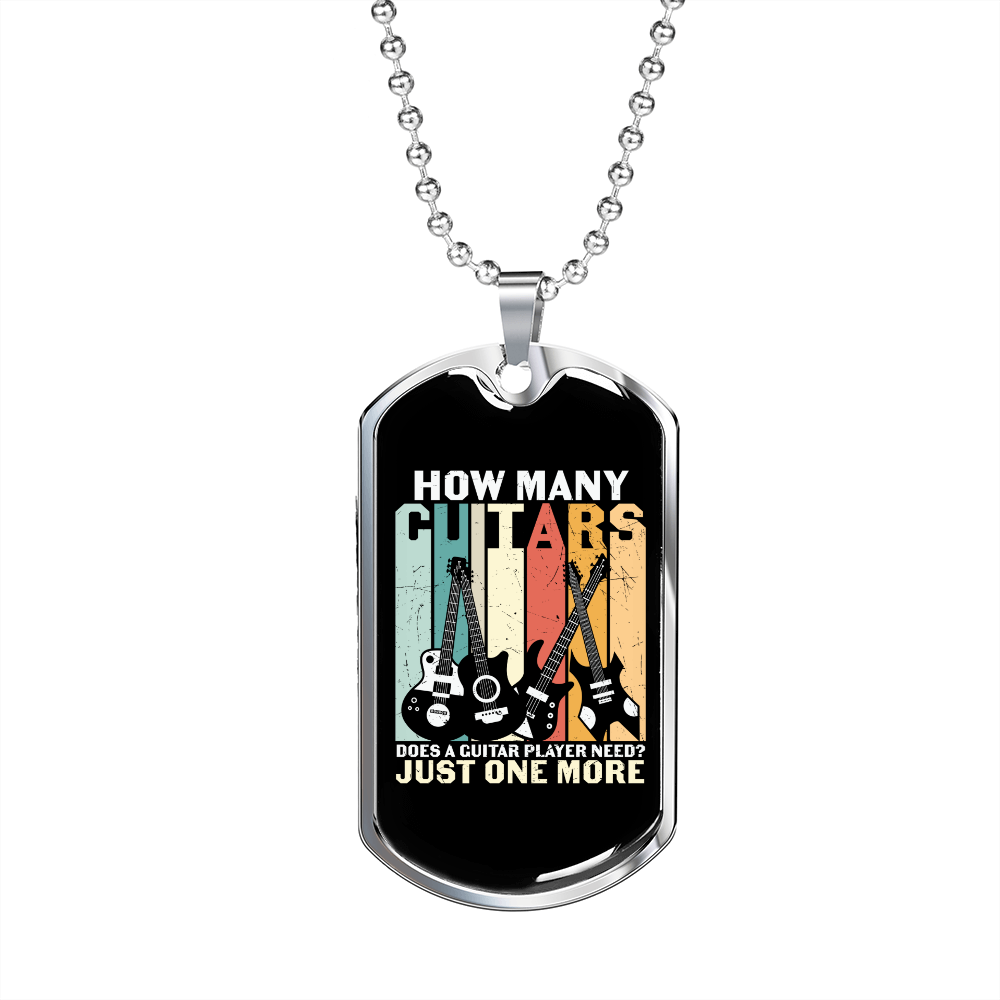 Musician Necklace How Many Guitars Necklace Stainless Steel or 18k Gold Dog Tag 24" Chain-Express Your Love Gifts