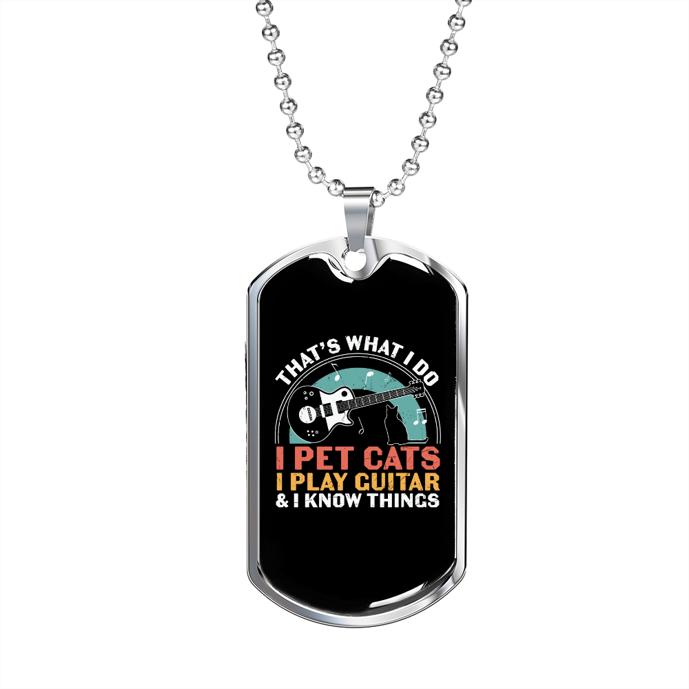 Musician Necklace I Pet Cats Necklace Stainless Steel or 18k Gold Dog Tag 24" Chain-Express Your Love Gifts