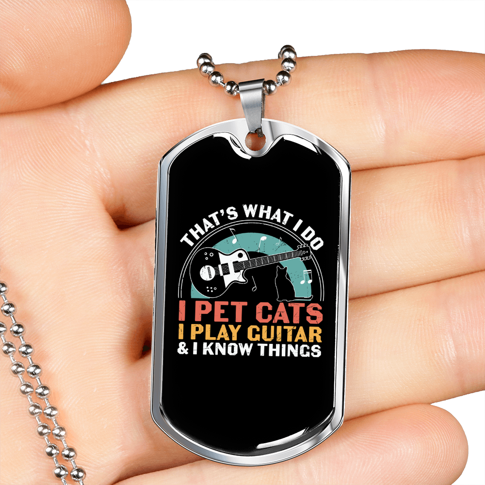 Musician Necklace I Pet Cats Necklace Stainless Steel or 18k Gold Dog Tag 24" Chain-Express Your Love Gifts